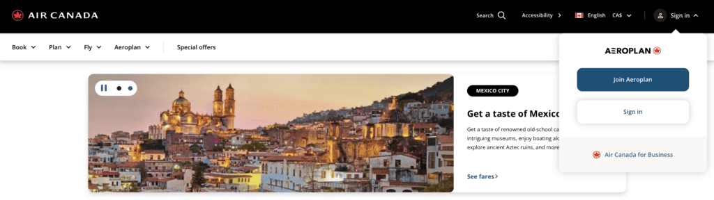 Inscription Aeroplan