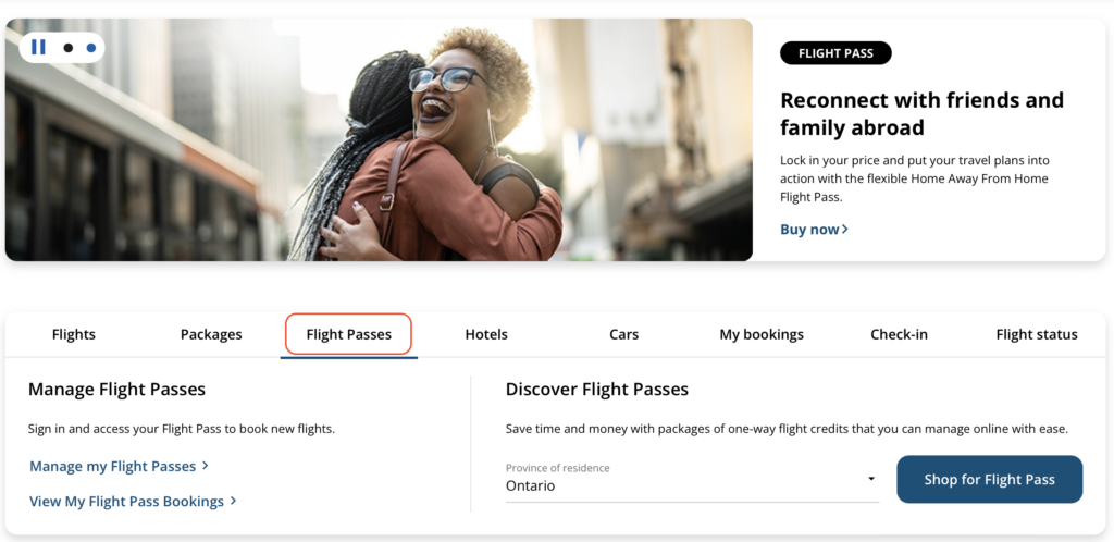 Passe de vol homepage FR