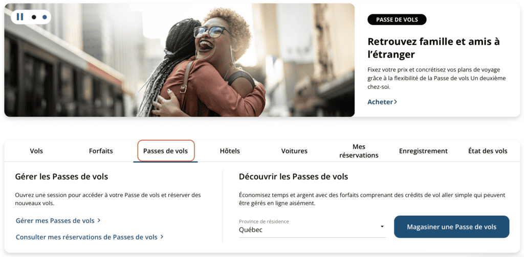 Passe de vol homepage FR