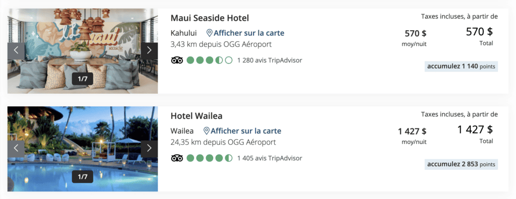 aeroplan hotels maui fr