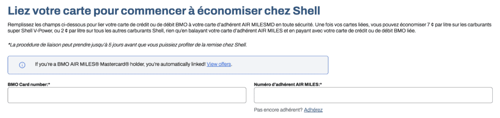 bmo shell airmiles fr