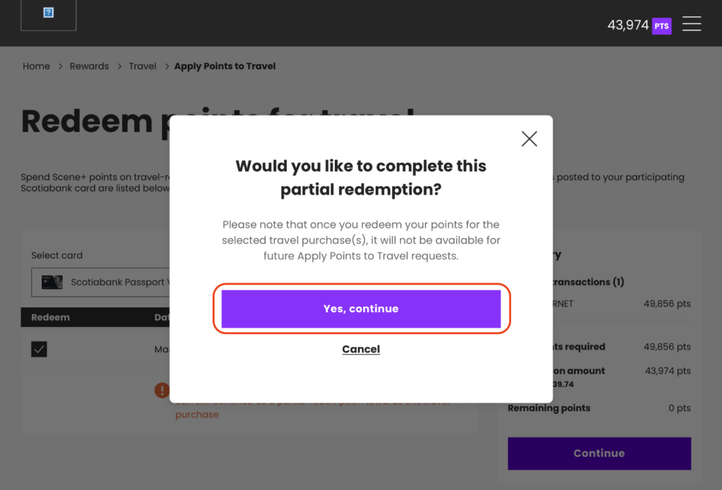 Échange partiel points Scene-