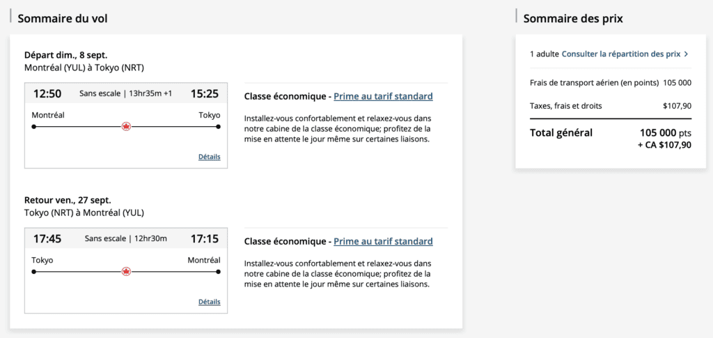 yul nrt ac points fr