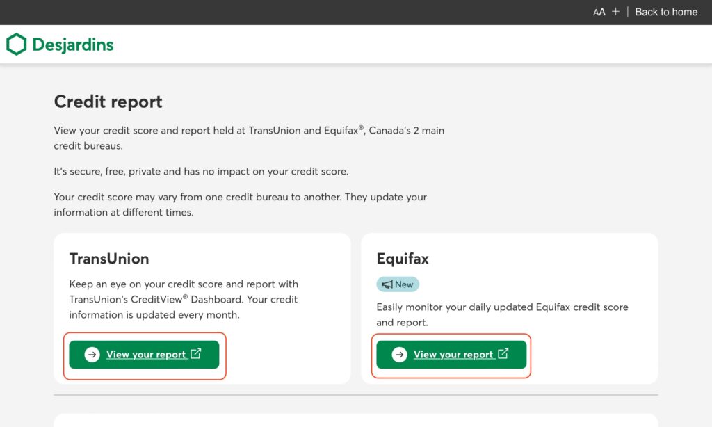 Mon dossier de credit Desjardins