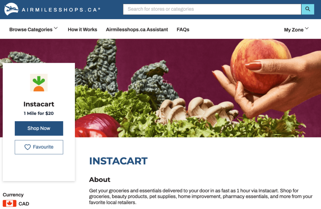 instacart air mileshops