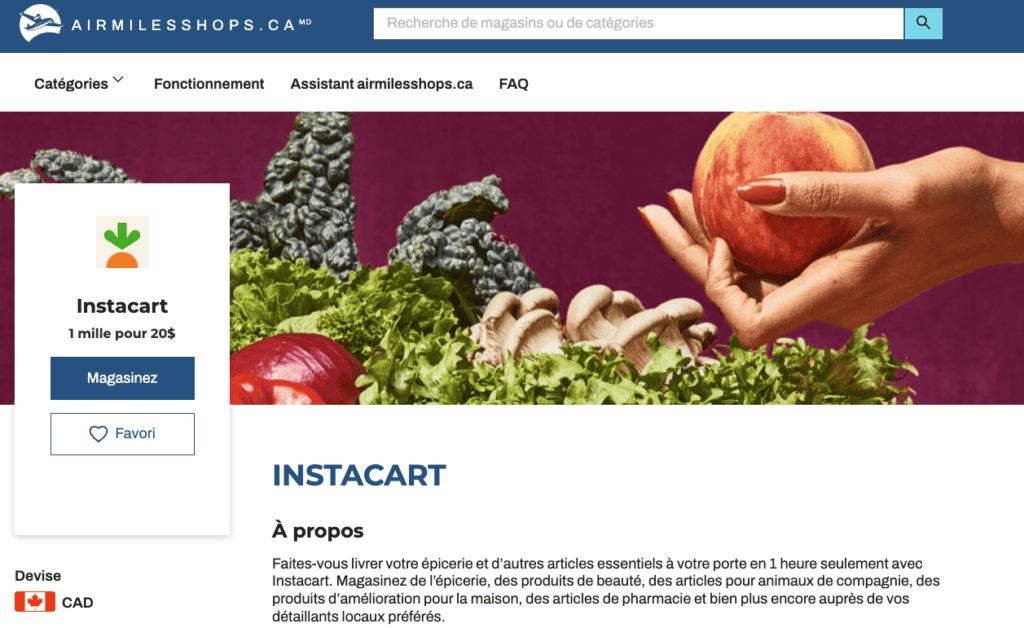 instacart air mileshops