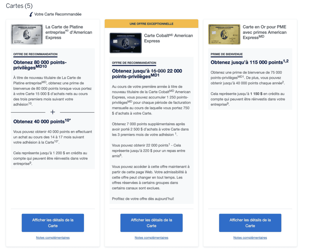 offre recommandation american express