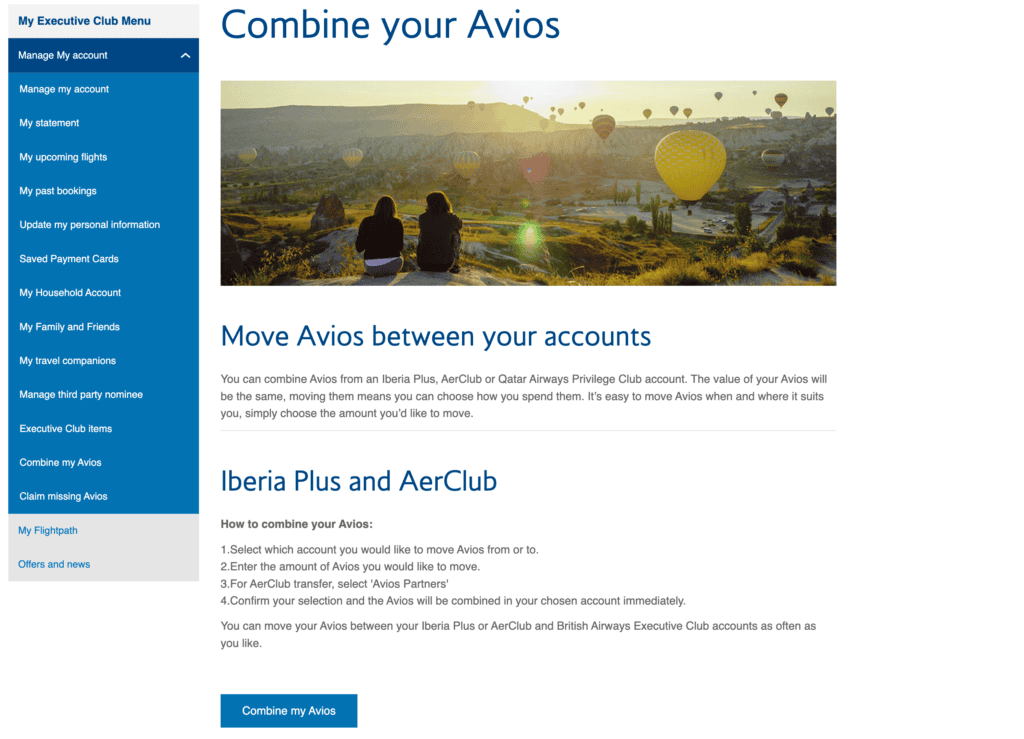 reservation avios ba17