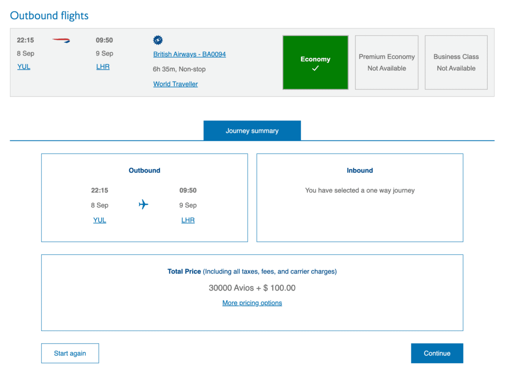 reservation avios ba8