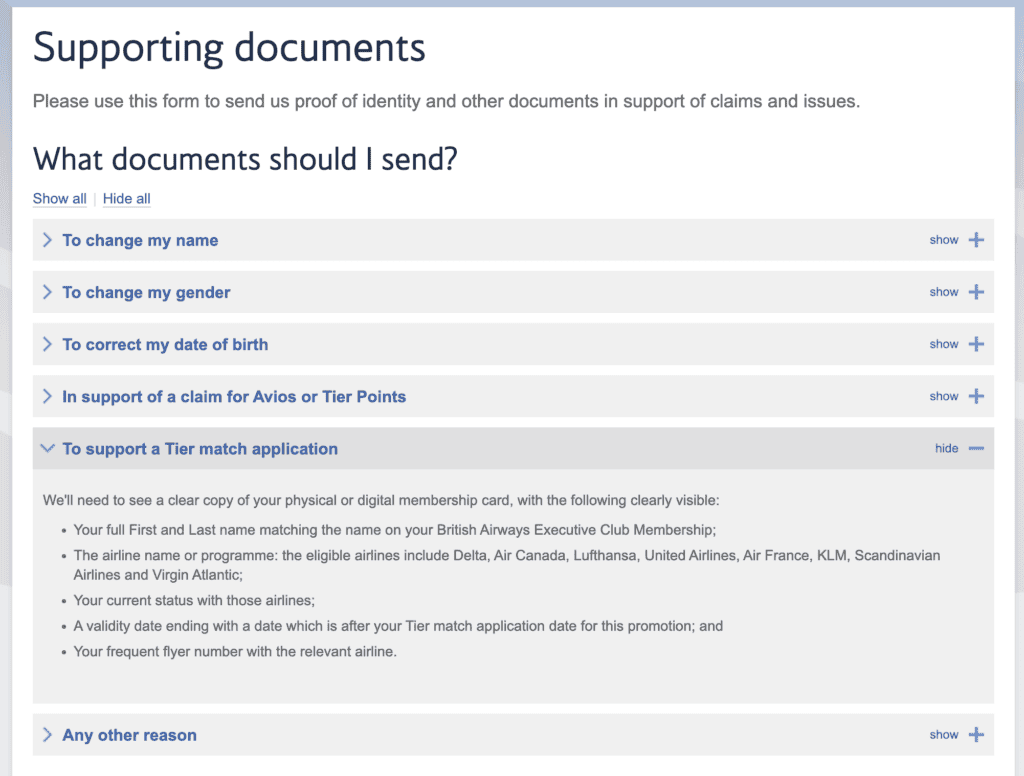 status match british airways
