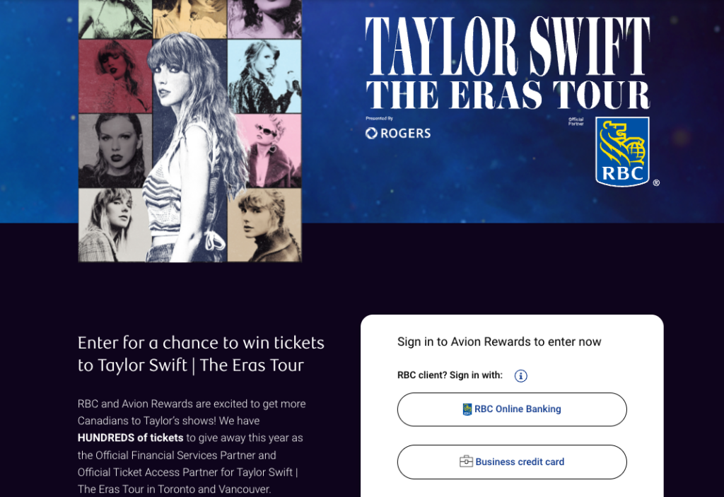 Taylor Swift Eras Tour RBC Avion Rewards