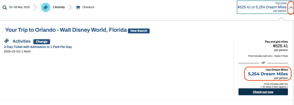 billet disney air miles FR