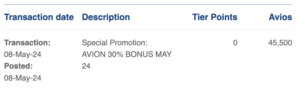 transfert avion avios promo