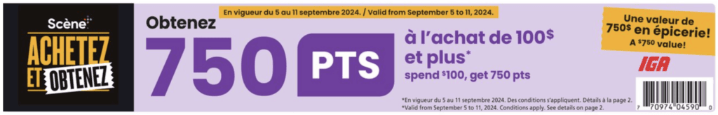 iga scene plus coupon septembre 2024