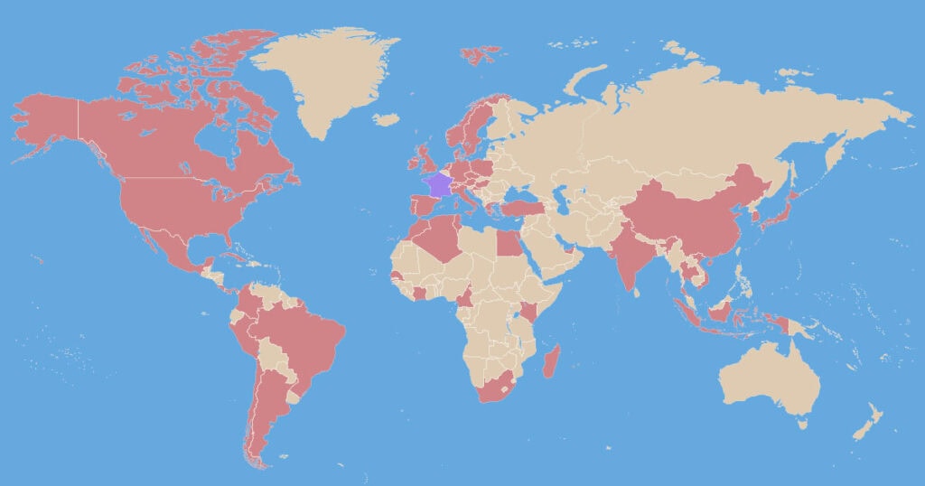 Carte des destinations Air France